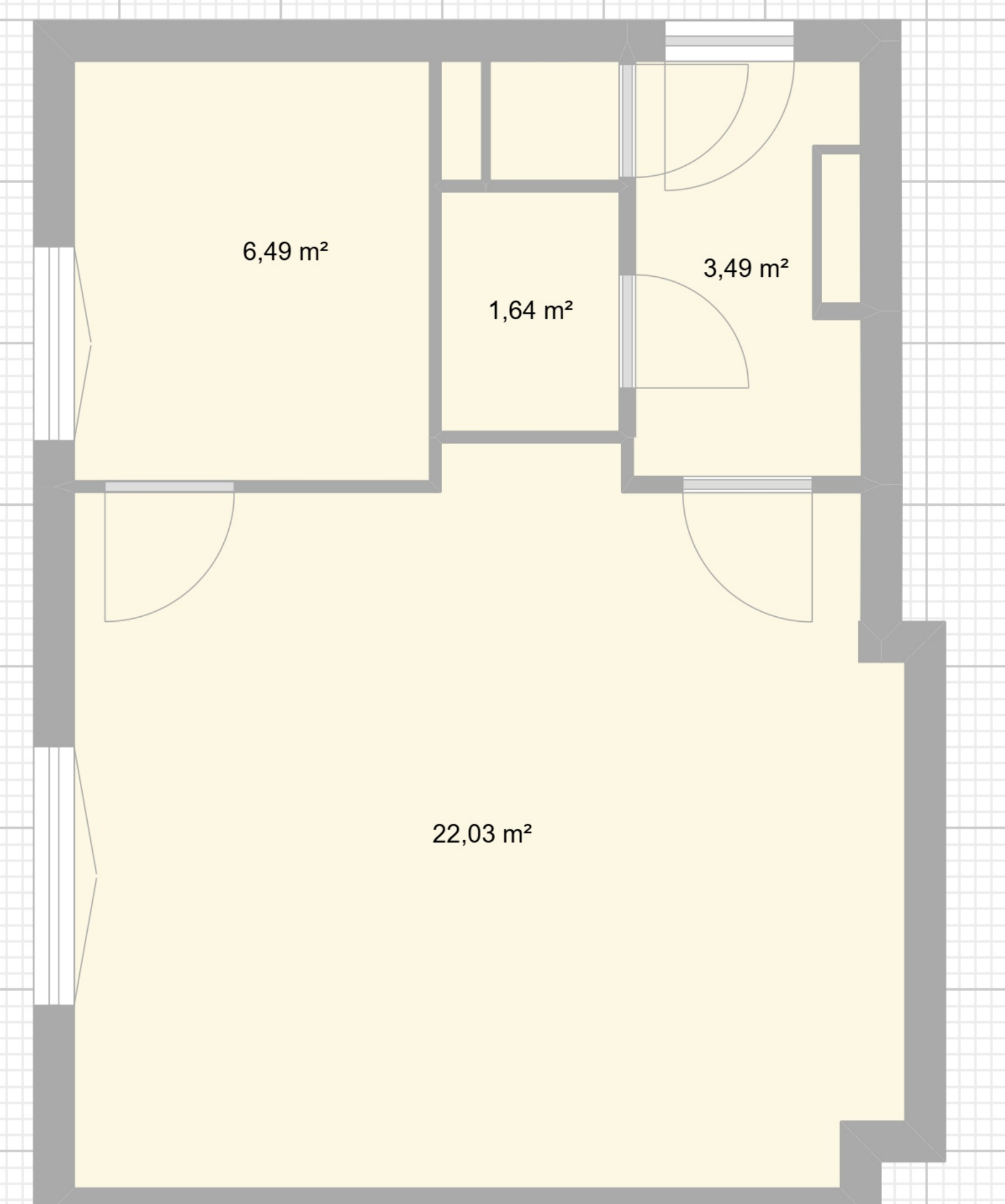 Půdorys bytu — Moldavská 13, Praha · 33,65 m²